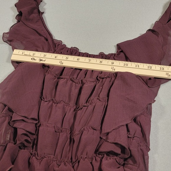 Free People Intimately Juliet Ruffle Bodysuit Size XS Plum Chiffon Sheer Layered - Picture 6 of 7